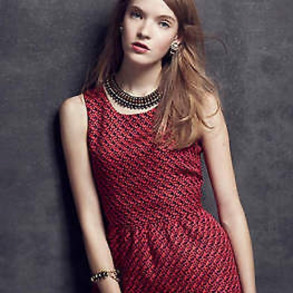 Anthropologie Lili Wang Red Geo Jacquard dress, size 0 - Picture 6 of 11